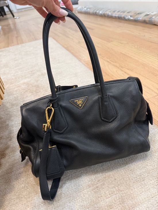 Prada Handbags - Prada Black Vitello Daino tote with Gold-Tone Accents GREAT CONDITION!!